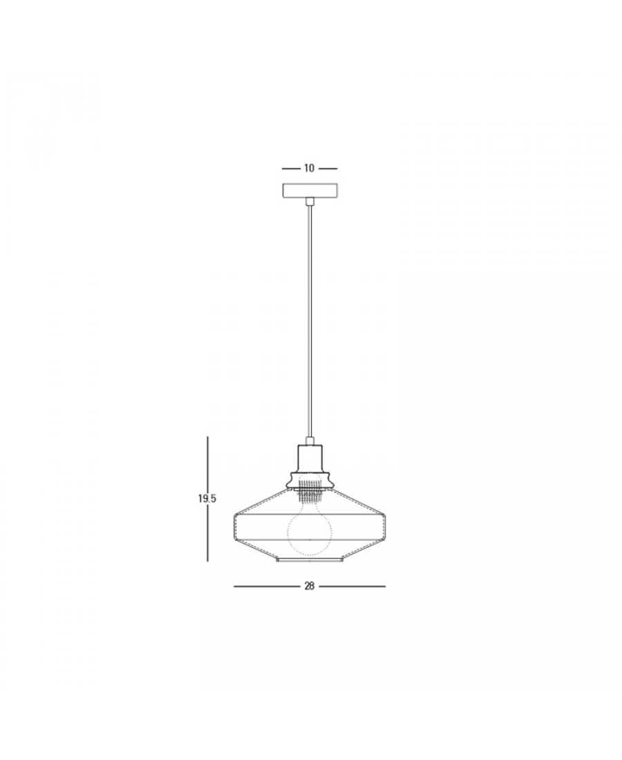 PENDANT LIGHT E27 MAX 40W METAL-GLASS ANODISED DARK GREY