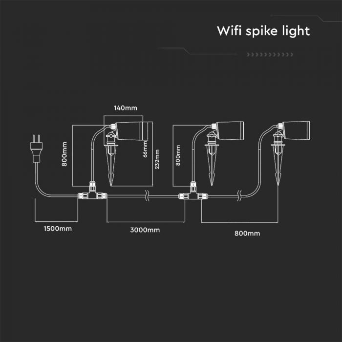 3*7W SMART SPIKE LIGHT COMPATIBLE WITH AMAZON ALEXA & GOOGLE HOME 3IN1+RGB BLACK BODY