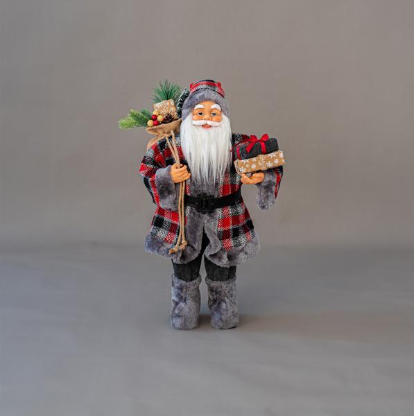 SANTA, DARK GREY, WITH PRESENTS, 60CM