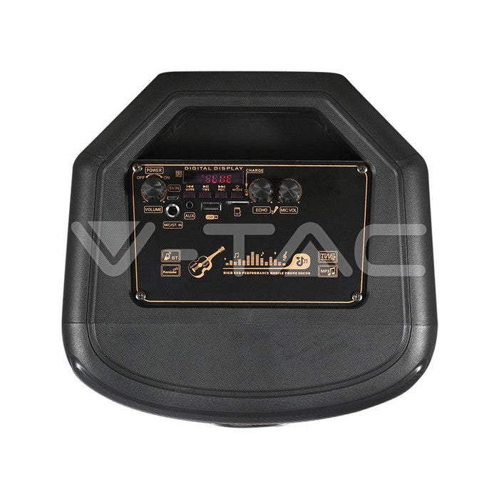 600W Rechargeable Speaker With 1 Wired Microphone RF Control and Handle 2x8 inch