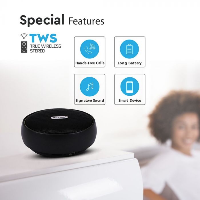 Portable Bluetooth Speaker Micro USB High End Cable 800mah Battery Black