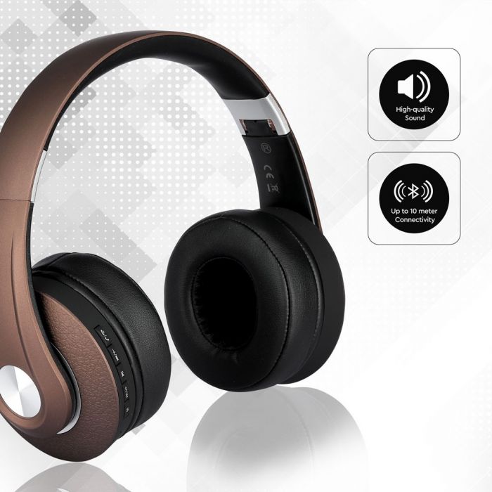 Bluetooth Wireless Headphone Adjustable Head 500mAh Brown