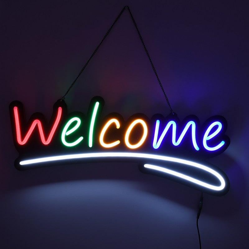 lluminated Sign Illuminated Sign NEON LED Signage Animated WELCOME 30W AC 230V with On/Off Switch and Wireless IR Controller Red - Green - Yellow - Blue - White