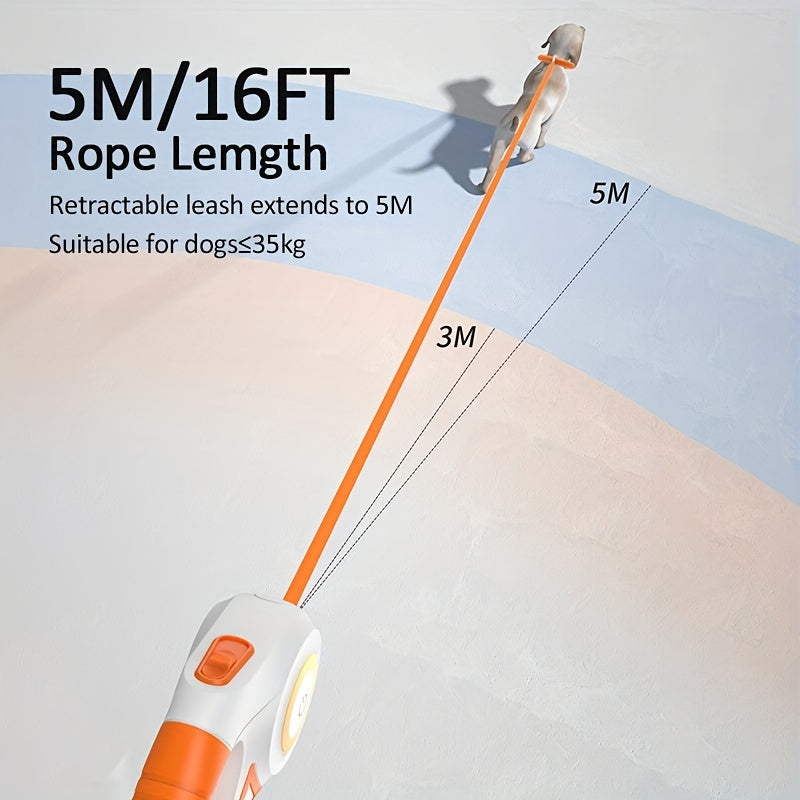 ROJECO 5M/16FT Αυτόματο αναδιπλούμενο λουρί σκύλου με φλας LED Υπαίθριο Μόλυβδο για τρέξιμο για κατοικίδια