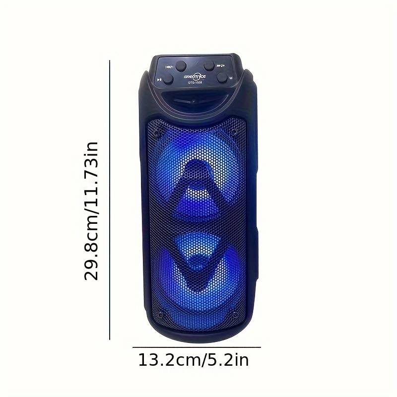 Super Large Sound, Dual 4-inch, Speaker, Outdoor Speaker, LED Light, Pluggable Card, USB, Microphone Connection, Large Camping Speaker, Portable, Wireless, Colorful Light