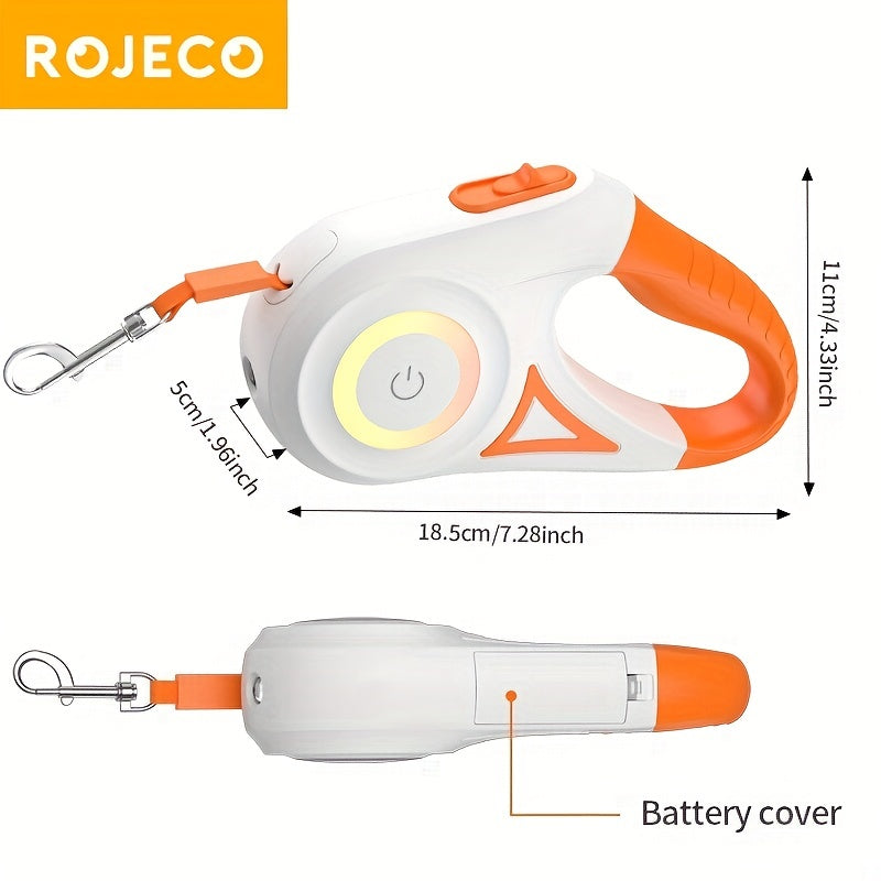 ROJECO 5M/16FT Αυτόματο αναδιπλούμενο λουρί σκύλου με φλας LED Υπαίθριο Μόλυβδο για τρέξιμο για κατοικίδια