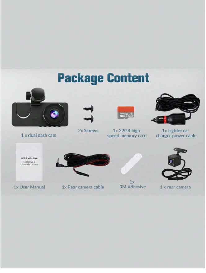Lens 1080P Car Dashcam 2 Inch Mini Car Black Box G-Sensor Video Recording With 32G Memory Card