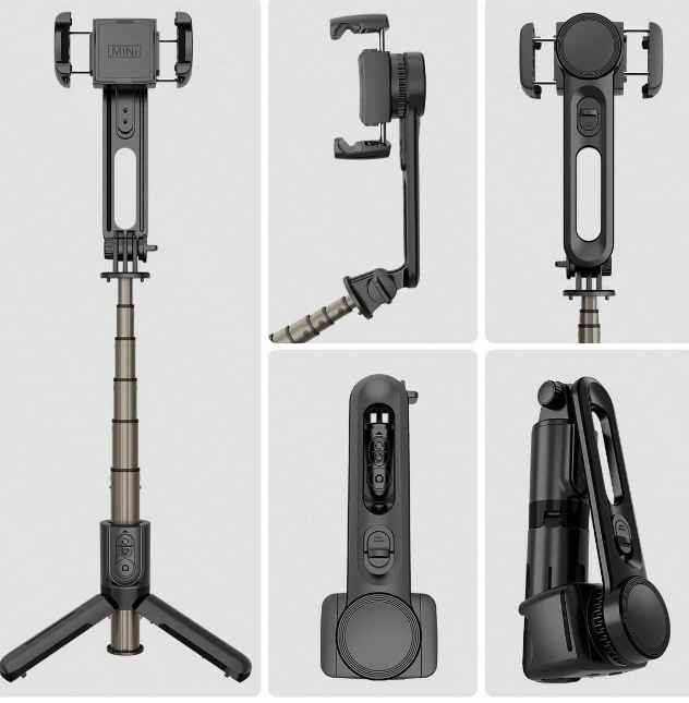Selfie Stick Gimbal Stabilizer, 360° Rotation Tripod with Wireless Remote, Portable Phone Holder, Auto Balance 1-Axis Gimbal for Smartphones Vlog Youtuber Live Video Record