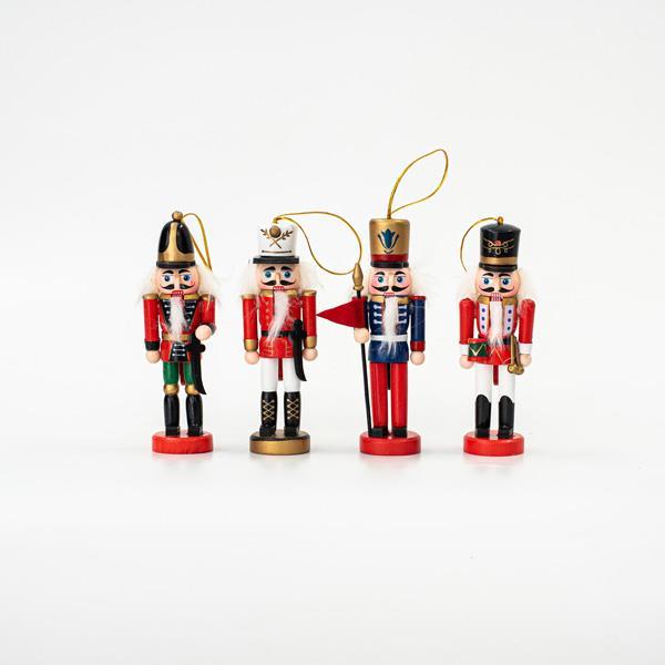 NUTCRACKER, RED-BLUE-GREEN, 4 DESIGNS, SET 4PCS, 13CM