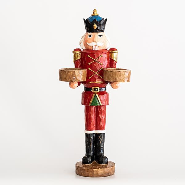 SOLDIER, RED, CANDLE HOLDER, 2 SPACES FOR TEA LIGHTS, 35,5CM