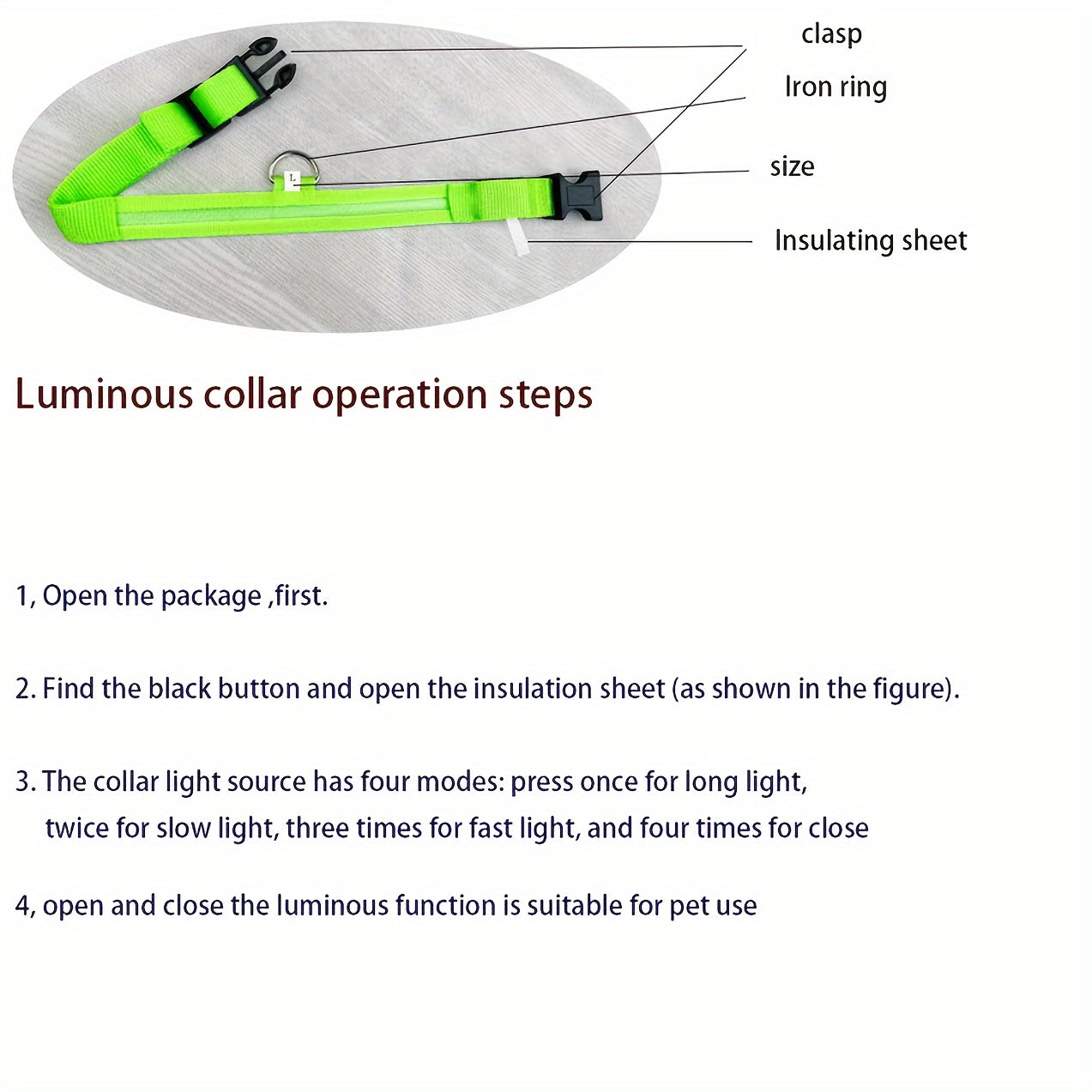 LED Glow-In-The-Dark Pet Collar For Small And Medium Dogs - Keep Your Pet Safe And Visible During Night Walks