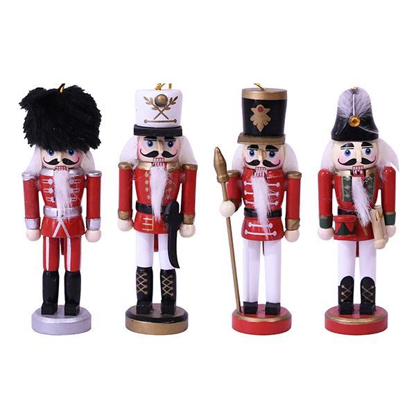 NUTCRACKER, RED-WHITE-BLACK, 4 DESIGNS, SET 4PCS, 13CM