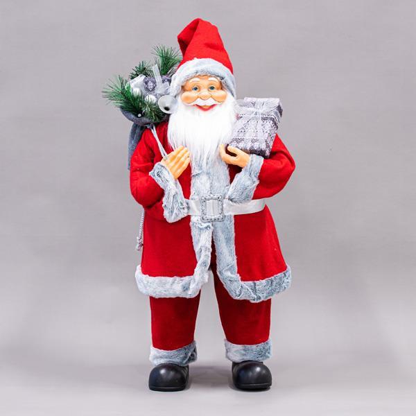 RED SANTA, WITH GREY FUR, 80CM
