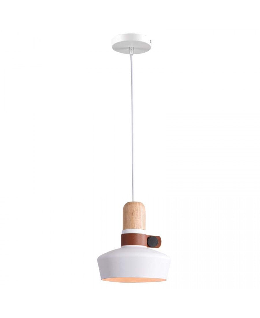 PENDANT LIGHT 1XE27 WOOD LEATHER