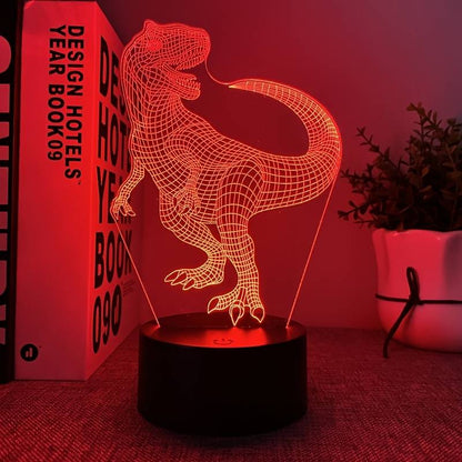 1pc 3D Night Light With Black Base, 7.71"x6.64", T-Rex Shaped