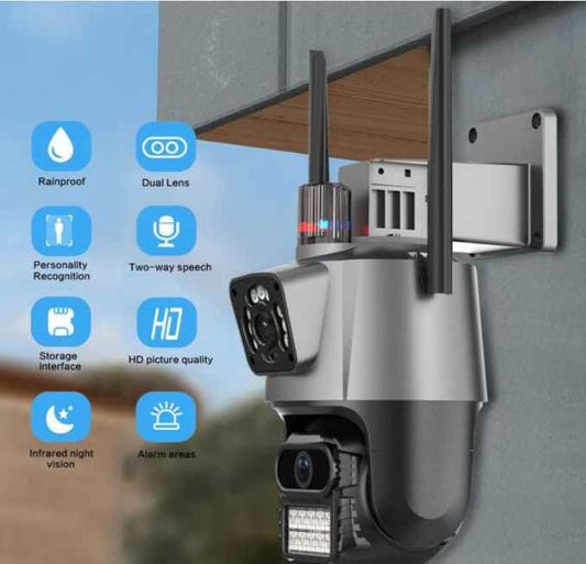 Reletech 1pc 4K Surveillance Camera Outdoor, 8X Optical Zoom, 4MP & 4MP Dual-Lens Outdoor Security Camera, Support 2D/3D noise reduction, 360 Degree Pan/Tilt/Zoom Security Camera System with Motion Tracking, Two-Way Talk, Night Vision