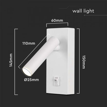 2W LED WALL MOUNTED SPOTLIGHT 3000K WHITE BODY