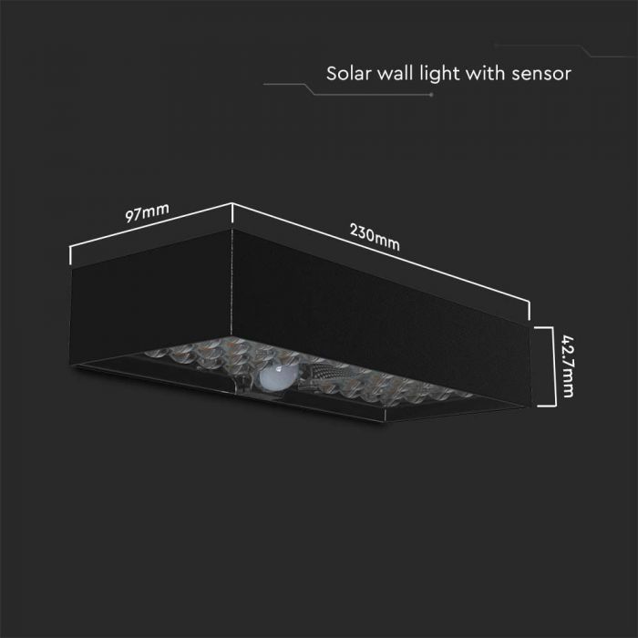 6W LED SOLAR WALL LIGHT BRICK LITHIUM BATTERY 3.7V 3000mA 4000K BLACK