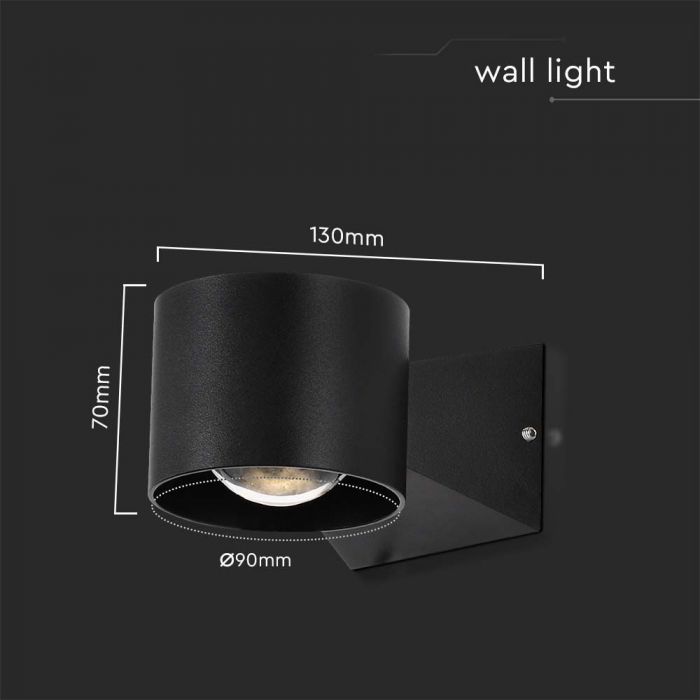 5W LED WALL LIGHT 3000K BLACK BODY IP65