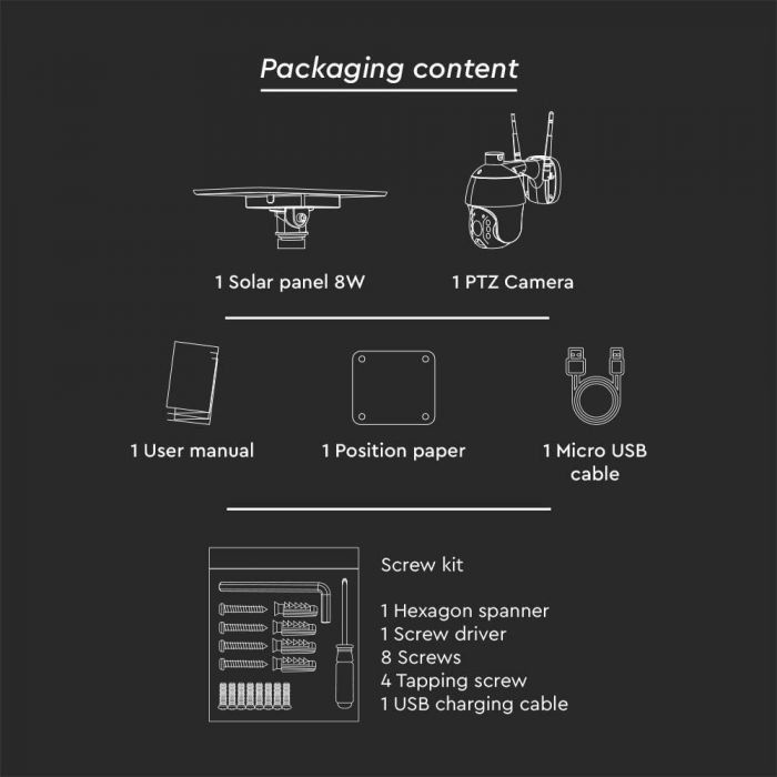 WIFI HD Smart Solar Energy PTZ Camera with Sensor Black Body