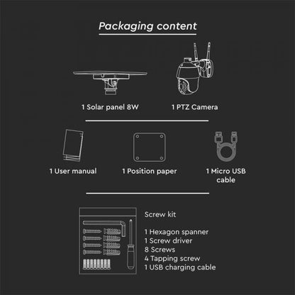WIFI HD Smart Solar Energy PTZ Camera with Sensor Black Body