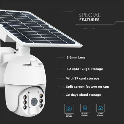 WIFI HD Smart Solar Energy PTZ Camera with Sensor White Body