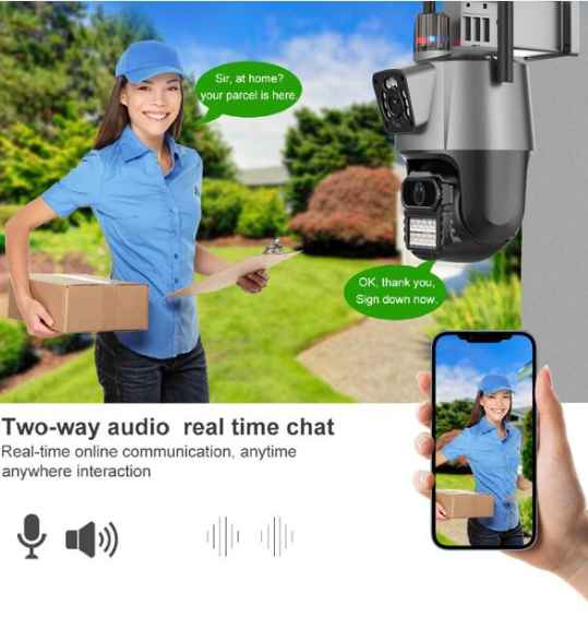 Reletech 1pc 4K Surveillance Camera Outdoor, 8X Optical Zoom, 4MP & 4MP Dual-Lens Outdoor Security Camera, Support 2D/3D noise reduction, 360 Degree Pan/Tilt/Zoom Security Camera System with Motion Tracking, Two-Way Talk, Night Vision