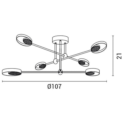 HANGING CEILING LIGHT DOUBLE LED 61W 3CCT 107X21 BLACK/GOLD