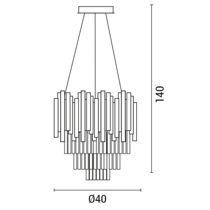 LIGHT FIXTURES HANGING ROUND LED 27W Φ400X400 GOLD/CRYSTAL