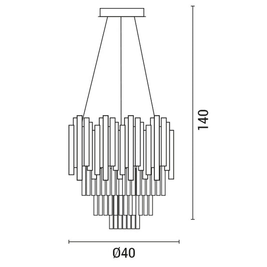 LIGHT FIXTURES HANGING ROUND LED 27W Φ400X400 GOLD/CRYSTAL