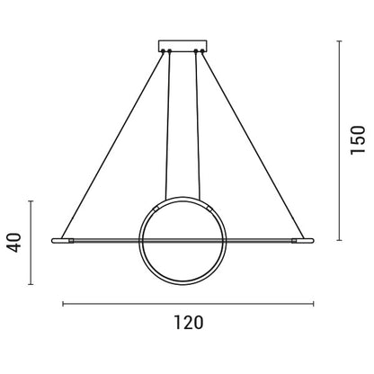 HANGING CEILING LIGHT LINEAR LED 45W 3000K 120X150 GOLD