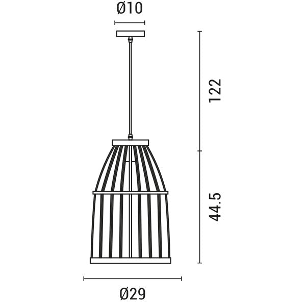 LIGHT FIXTURES HANGING SIMPLE E27 Φ290X445 WOOD