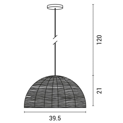 LIGHT FIXTURES HANGING SIMPLE E27 MAX 60W D500*350 RATTAN BLACK