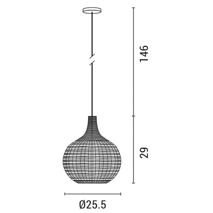 LIGHT FIXTURES HANGING SIMPLE E27 Φ44X55 RATTAN (WICKER)