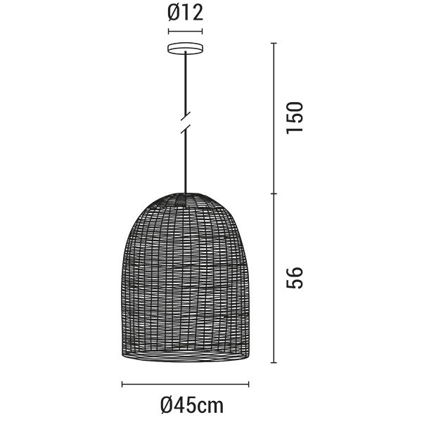 LIGHT FIXTURES HANGING SIMPLE E27 MAX 60W D450XH560 RATTAN WHITE