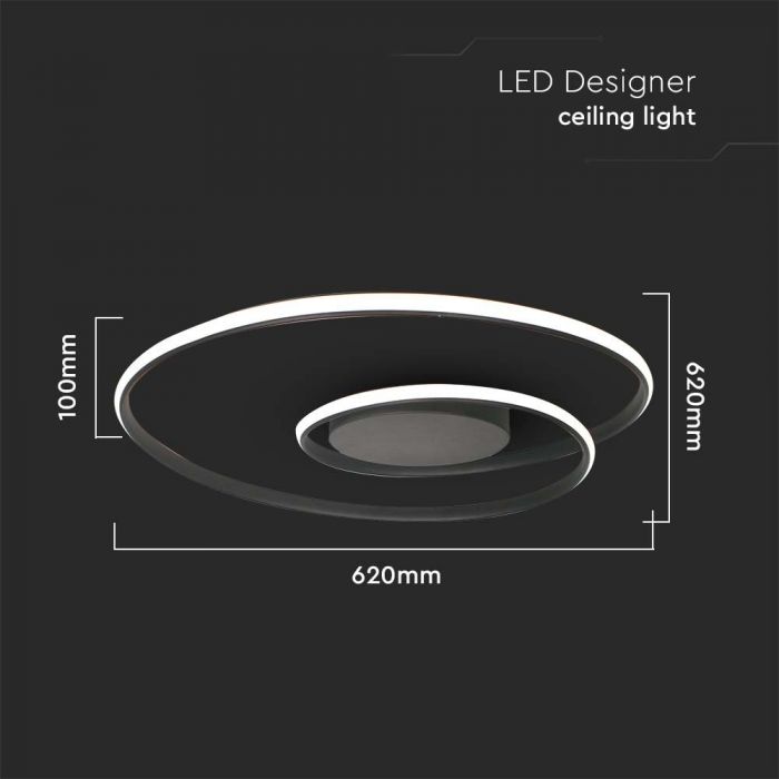 48W LED METAL CEILING LAMP D600xH50MM 3000K BLACK BODY TRIAC DIMMABLE