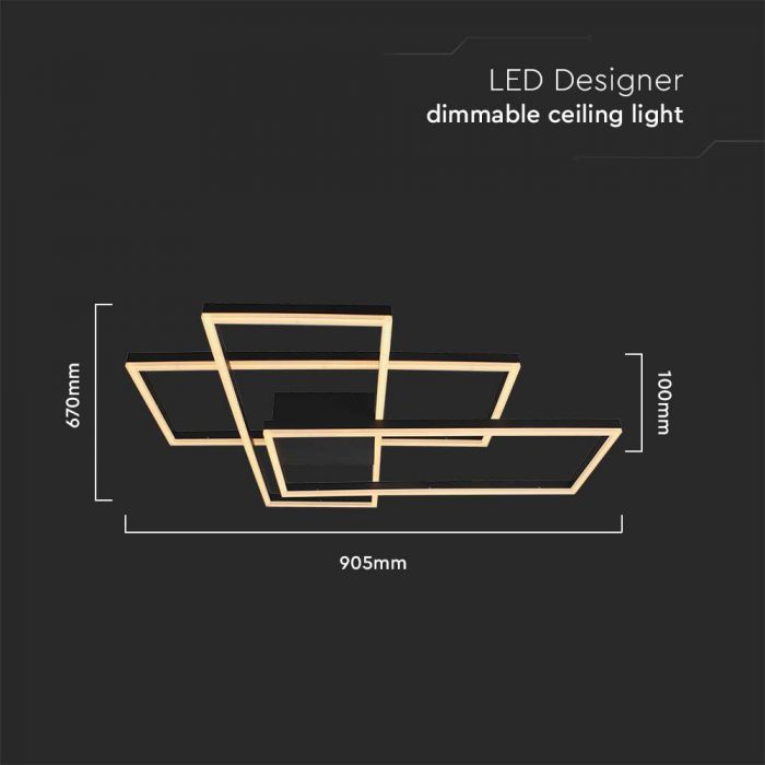 47W LED DECORATIVE CEILING LIGHT L90xW67x9CM 3000K BLACK BODY