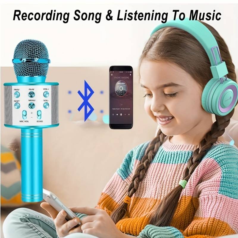 Wireless BT Karaoke Microphone, Portable Microphone Outdoor Home Small Speaker, Intelligent Audio Integrated Karaoke