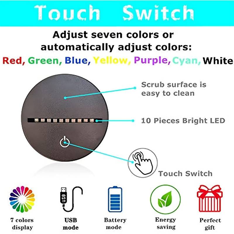 1pc French Bulldog Dog 3D Night Light, 7 Colors Changing Optical Illusion Touch Table Desk Lamp