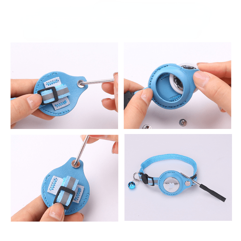 Reflective Cat Collar For Airtag, Pet Tracker Protective Cover, Adjustable Cat Collar With Breakaway Safety Buckle And Bell Ring For Kitten Puppy