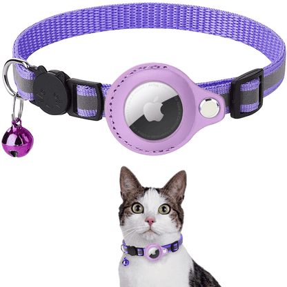 Reflective Cat Collar For Airtag, Pet Tracker Protective Cover, Adjustable Cat Collar With Breakaway Safety Buckle And Bell Ring For Kitten Puppy