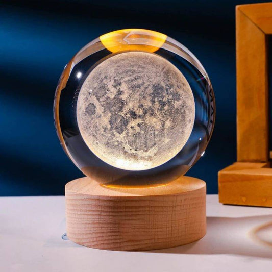 1pc USB Night Light, LED Crystal Ball 3D Table Lamp Moon