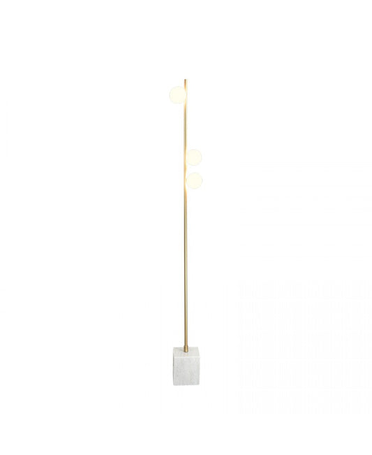 FLOOR LAMP GOLD METAL- WHITE MARBLE