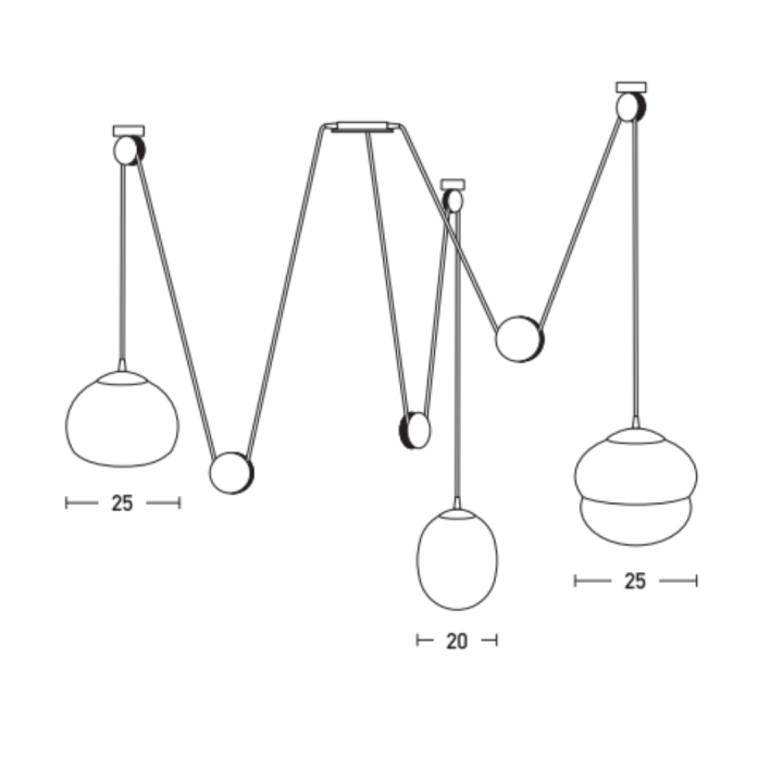 Three-Light Ceiling Lamp Glass Matte Black 20269 SKU:
