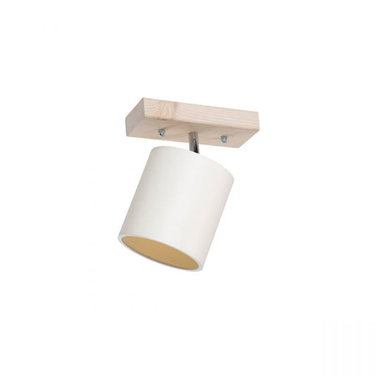 Vintage Ceiling Lamp Single Light 1 x E27 IP20 Beige Wood With White Hat - L20 x W15 x H24cm