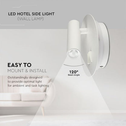 LED 3W+SMD 6W LED HOTEL SIDE LIGHT(WALL LAMP) 3000K-WHITE