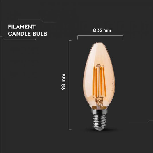 4W CANDLE FILAMENT BULB AMBER COVER 2200K E14