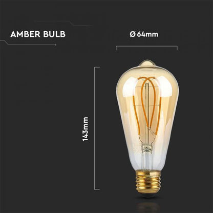 5W ST64 LONG FILAMENT BULB 1800K AMBER GLASS