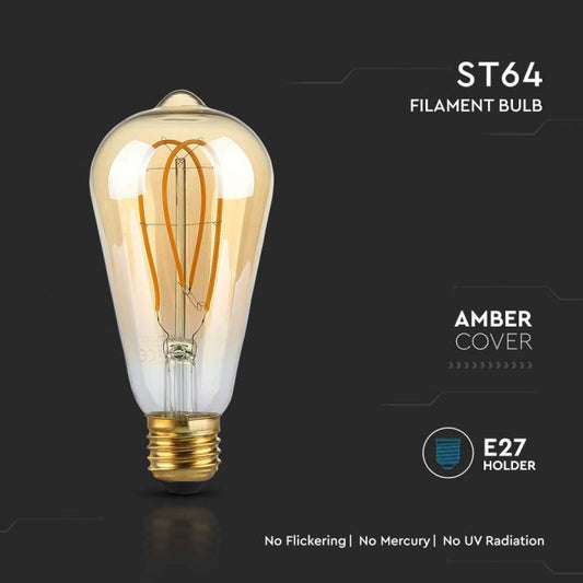 5W ST64 LONG FILAMENT BULB 1800K AMBER GLASS