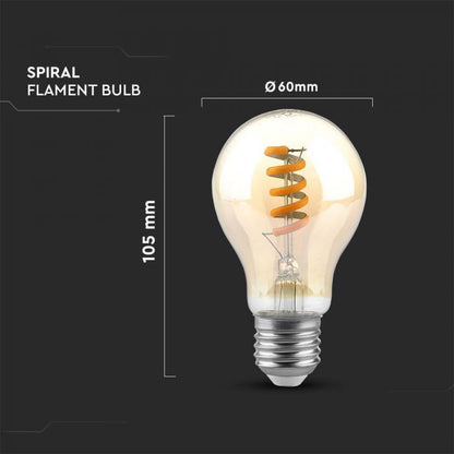 4W LED SPIRAL FILAMENT BULB AMBER 1800K